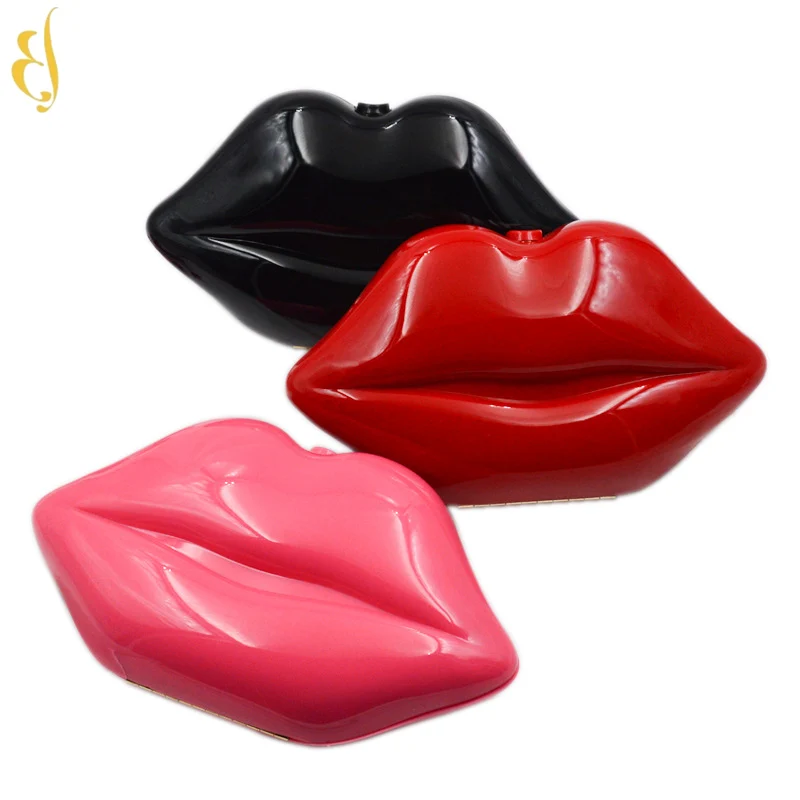 Элегантный Модный женский акриловый клатч для невесты с красными губами, кошелек, женская сумка на цепочке