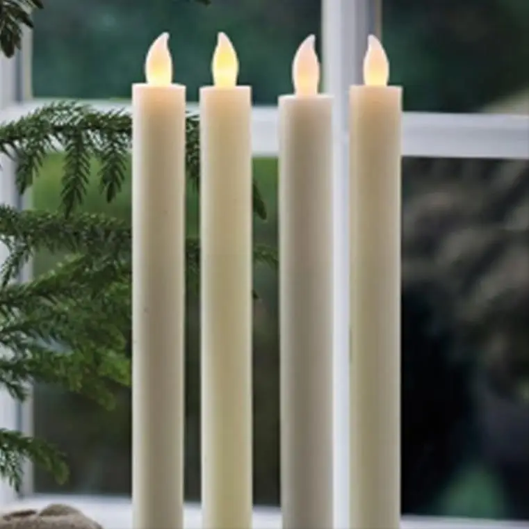 
Wholesale Flickering flameless wax led dinner taper candle 