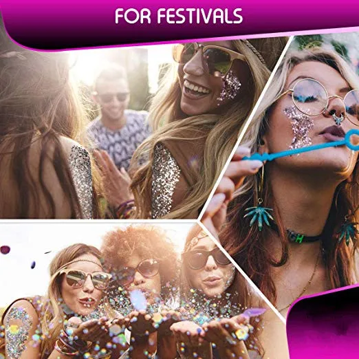 Jingxin Gold Silver Body Chunky Glitter Makeup, Holographic Flake Cosmetic Sequins Glitter Sparkle Mixed Glitter for decoration