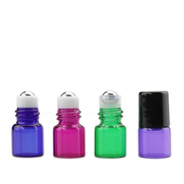 Wholesale mini 1ml 2ml 3ml 5ml glass roll on bottle with metal roller