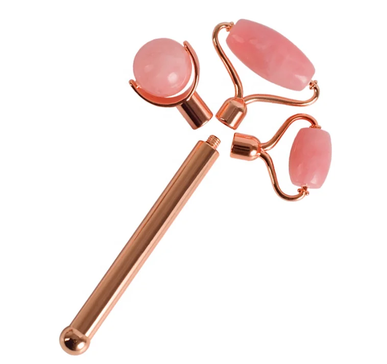 100% genuine natural 3d face roller massager massage stone rose quartz jade gua sha roller manufacturer for face