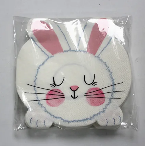 die cut Napkins in the shape of a rabbit cut edge
