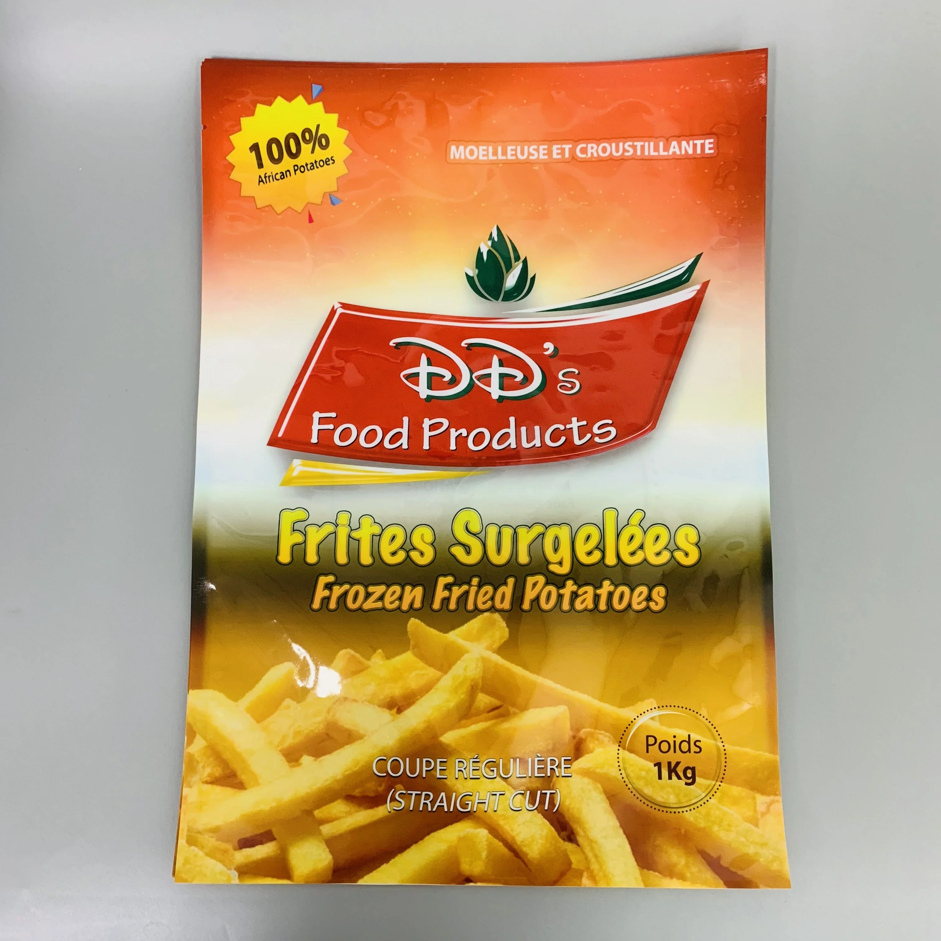 wholesale custom plastic 3 side seal packaging pouch vacuum food storage bag of frozen french fries