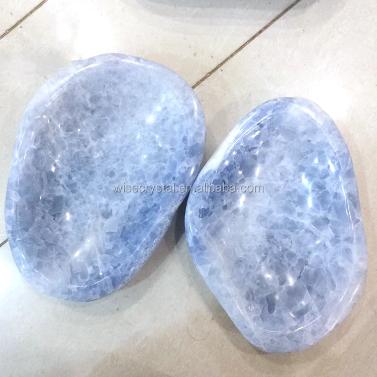 Reiki stone polished crystal healing celestite bowl Rough Stone polished