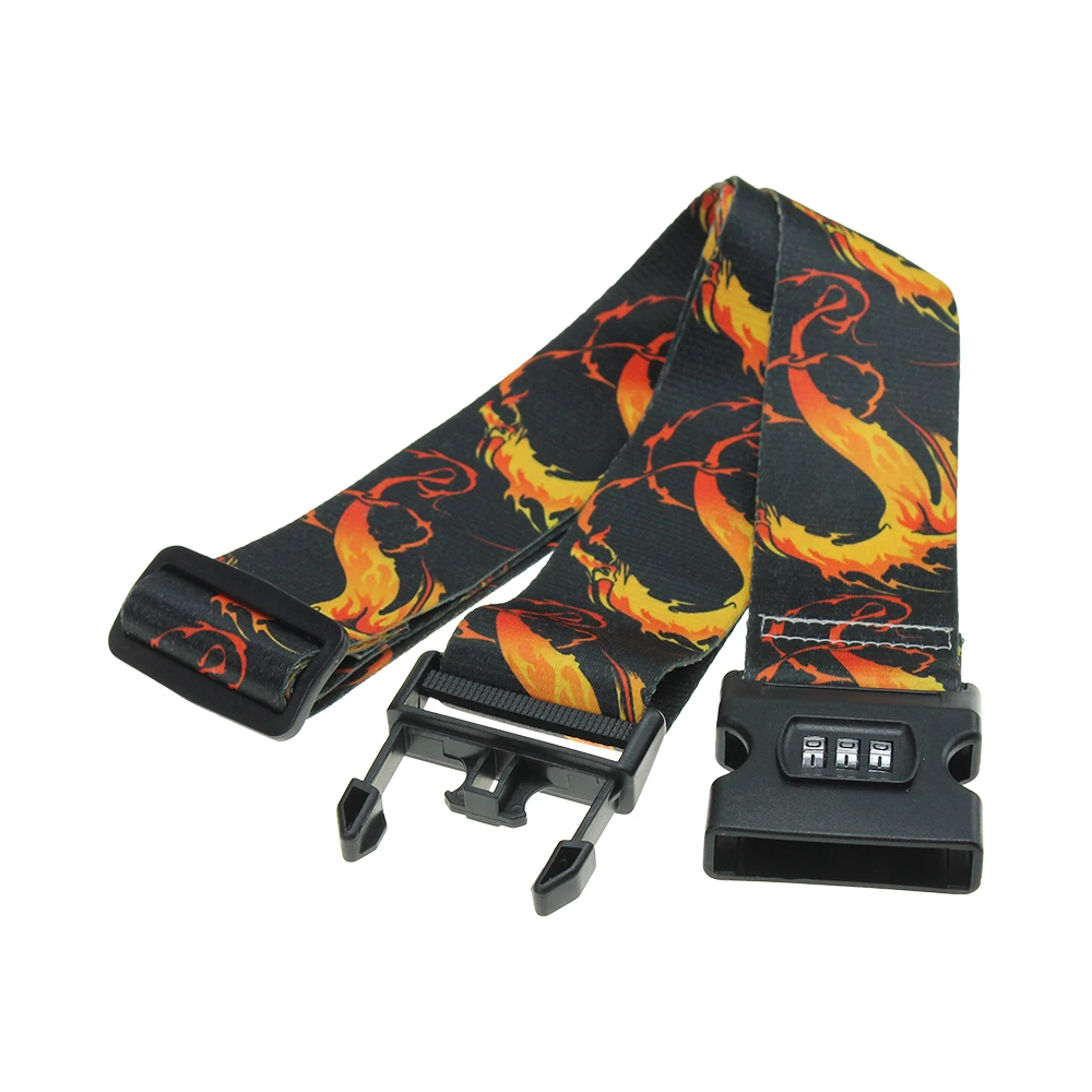 
15 Yeas Manufacturer Polyester Heat Transfer Printed Security Travel Luggage Belt with Password Plastic Buckle 