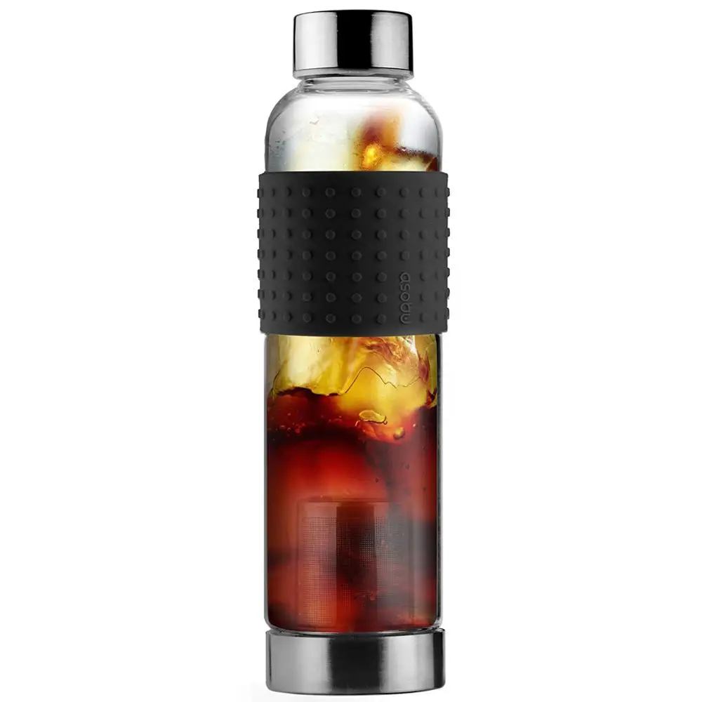 14oz Ice Tea and Coffee Infuser Cold Brew Glass Water Bottle With Silicone Sleeve