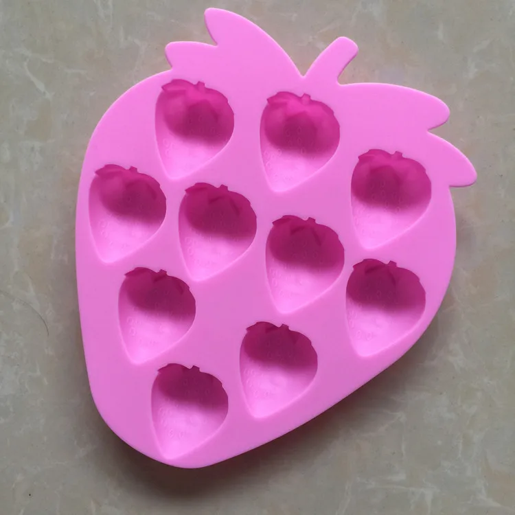 
10 strawberry personalized fancy silicone ice cube tray 