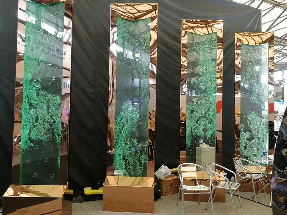 NEW programmable swirling dancing bubble wall water bubble screen with gold fram for hotel lobby