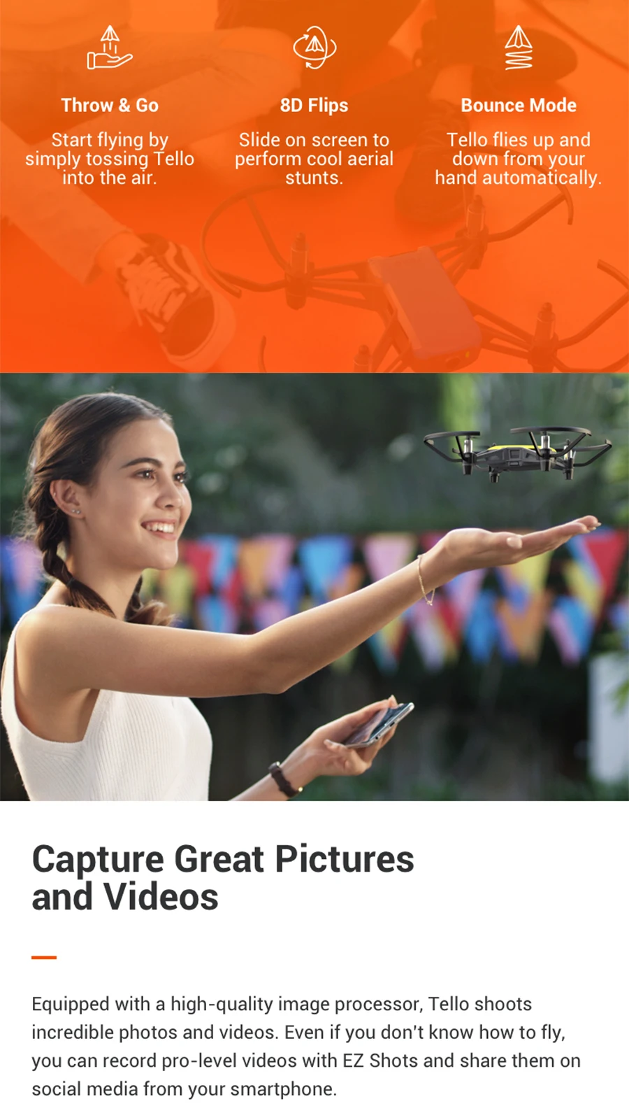 
DJI Tello Drone Ryze Mini Toy Drone Camera Drone with Coding Education 720P HD Transmission Quadcopter FPV Remote Control 