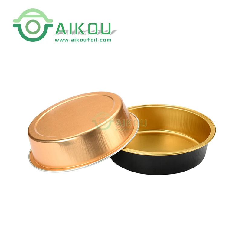 High Quality Disposable Mini Tart Pans with Lids Golden Aluminum foil  Pie Pan Tin Tart Pans Round Oven Baking foil container