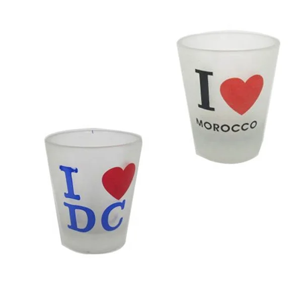Custom Printed Pattern Morocco Souvenir Frosted Cheap Decorative Shot Glasses