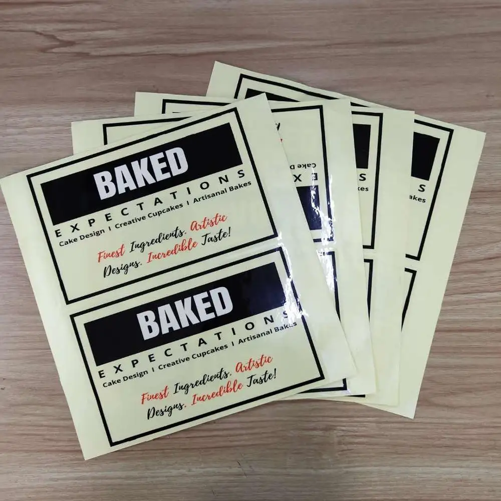 Factory offset two color sheet vinyl black and red color printing custom size transparent transparent adhesive labels