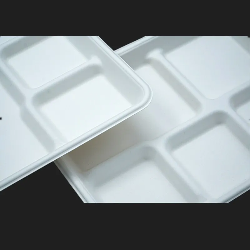 biodegradable cheap bamboo big five compartment tray/dinnerware sets