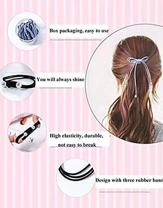 12Pcs Girls Women Pearls lucky Bowknot Flower Hair Accessories Elastic Hair Ties Hair Ropes Fashion Headbands Ponytail Holders