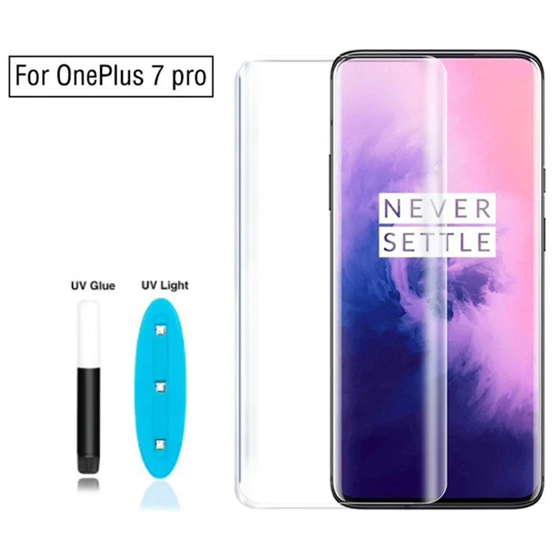 
3D Curved UV Liquid Full Glue Screen Protector Tempered Glass Film For Oneplus 8 Pro 1+7T Pro For Huawei P40 Pro With Retail Box 