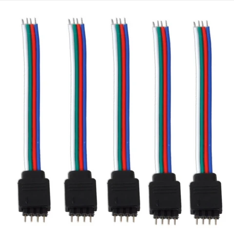 10mm 4 pin wire connector with needle for led strip rgb