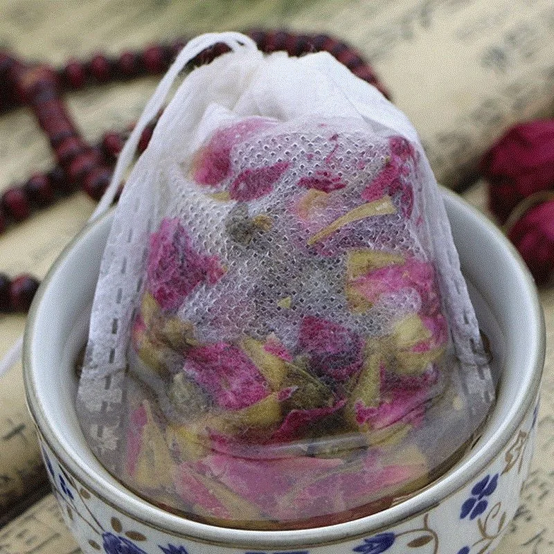 
Non woven fabric tea coffee bag with drawstring 