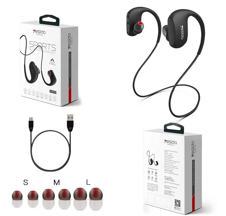 Yesido Hifi наушники оптом силиконовые крепление на уши Ipx7 водонепроницаемый Спорт синий зуб наушники