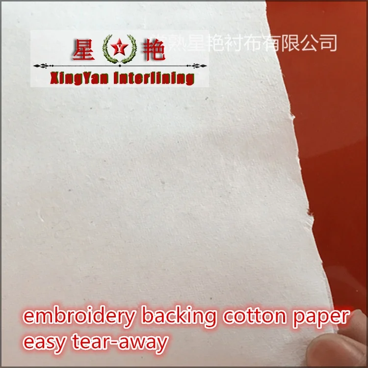 tear away cotton nonwoven embroidery backing paper