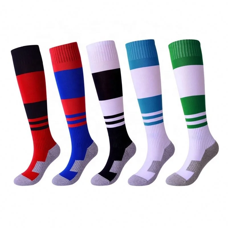 Wholesale Knee High Sports Soccer Breathable kid Compression socks Striped Football children Socks