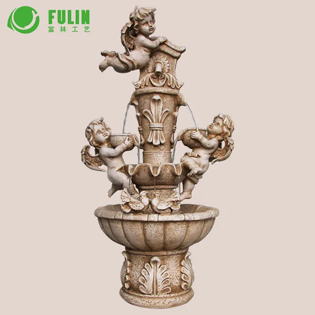 Factory customized resin angel water fountain indoor garden decorative waterfalls