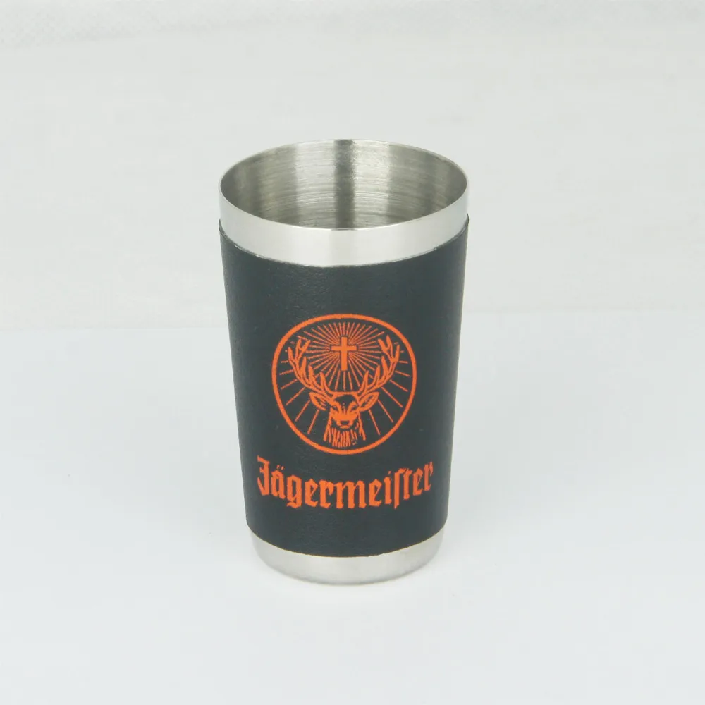 Stainless Steel 65ML Silver Metal Shot Glass With PU sleeve