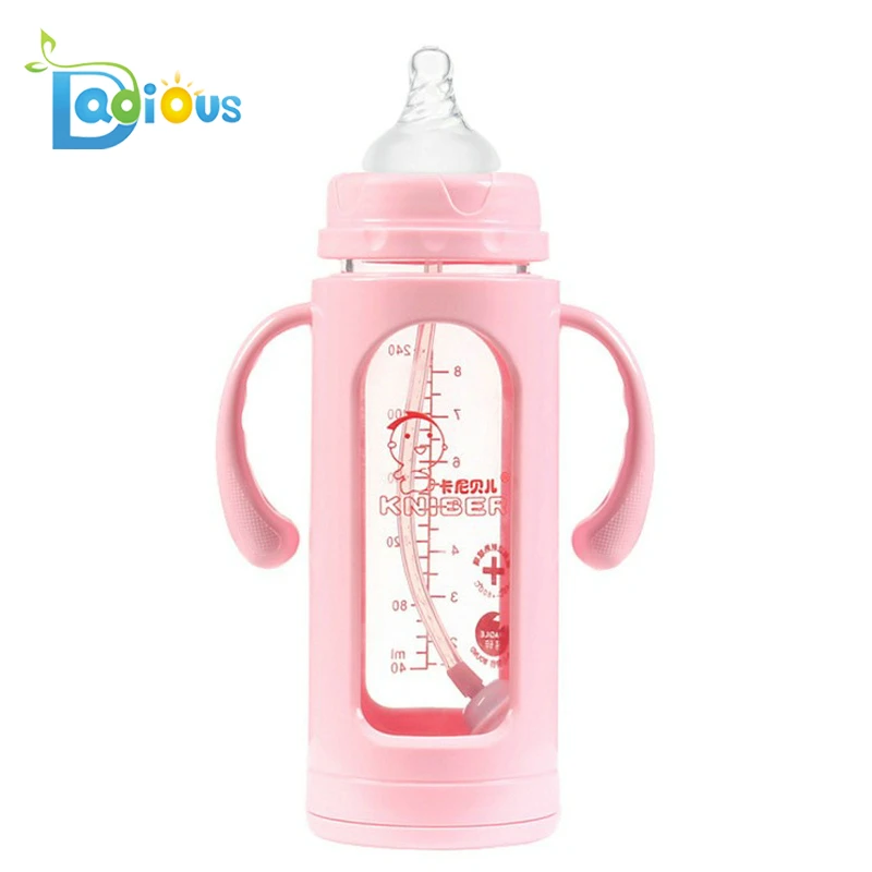 ABDL 180ml&240ml Five Soild Color Glass Adult Baby Feeding Bottle