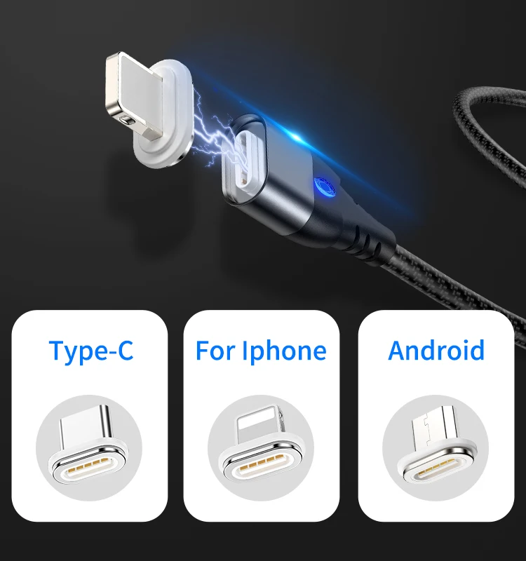 
Hot Sale magnetic usb cable Fast Charge & data transmission 3 connectors micro usb cable For Mobile Phone 