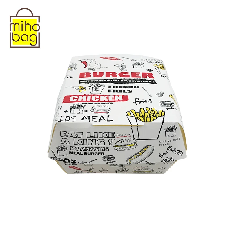 
wholesale disposable logo printed paper for fried chicken popcorn box standing fries boxes 