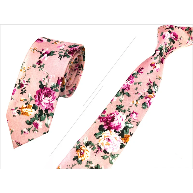 Мужская хлопковая футболка с цветочным принтом Цветочный Тонкий Узкие галстуки для мужчин
