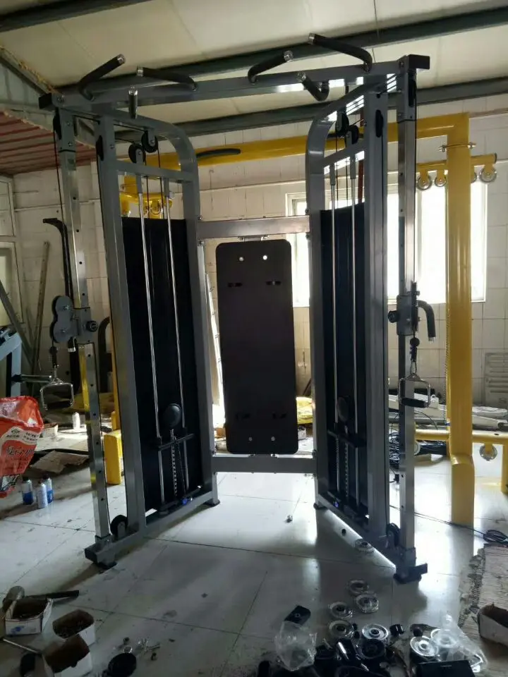 Multi Functional Smith Trainer with Cable Crossover &Rack with 80kg*2 Weight Stack