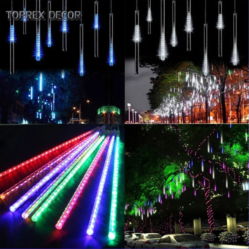 50cm 8 Tube Icicle Falling Rain String Cascading Christmas Led Meteor Shower Light For Wedding Party