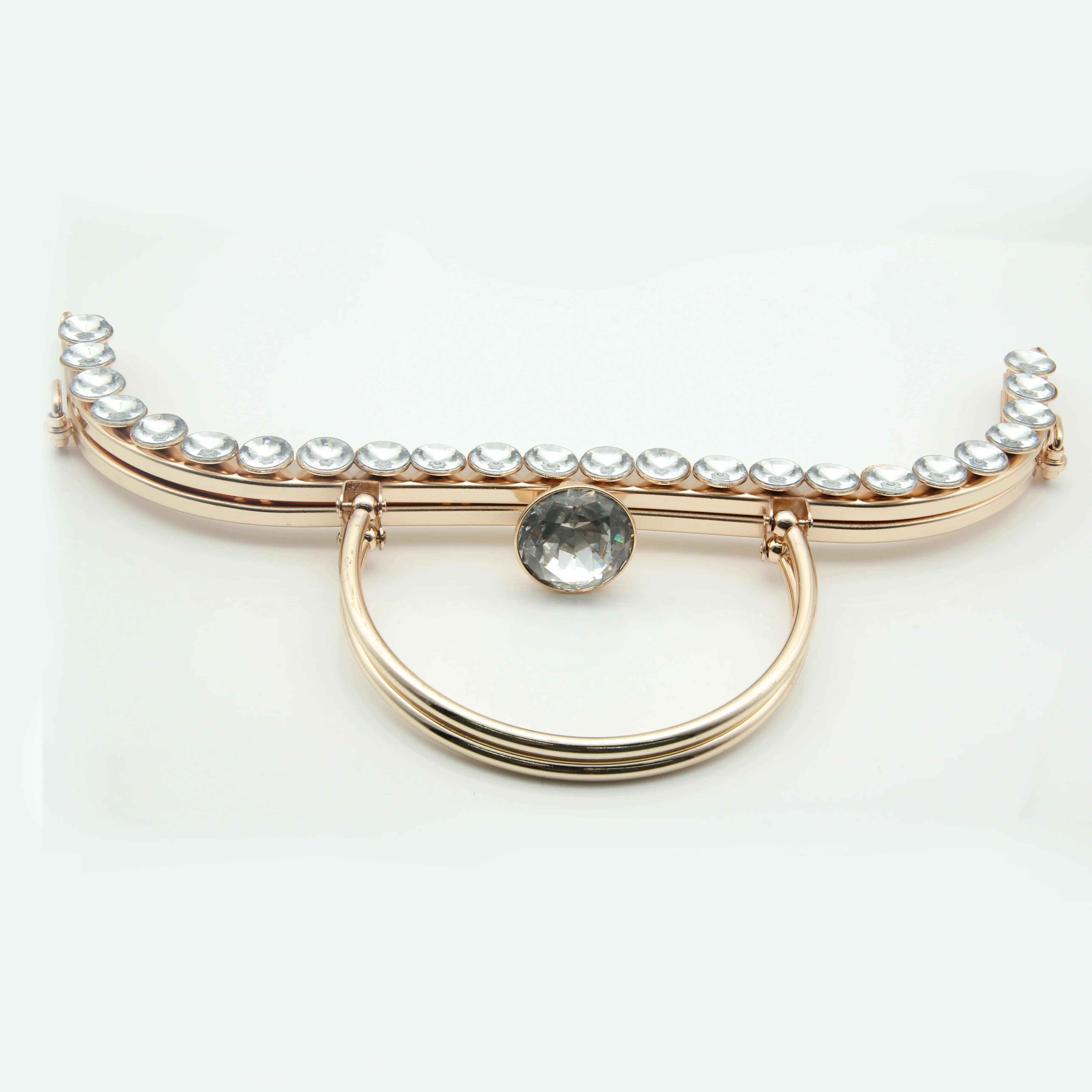 Fashion Lovely Diamond Inlay Metal Ring Metal Purse Bag Handle For Leather Bag