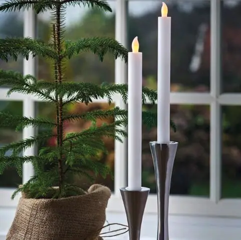 
Wholesale Flickering flameless wax led dinner taper candle 