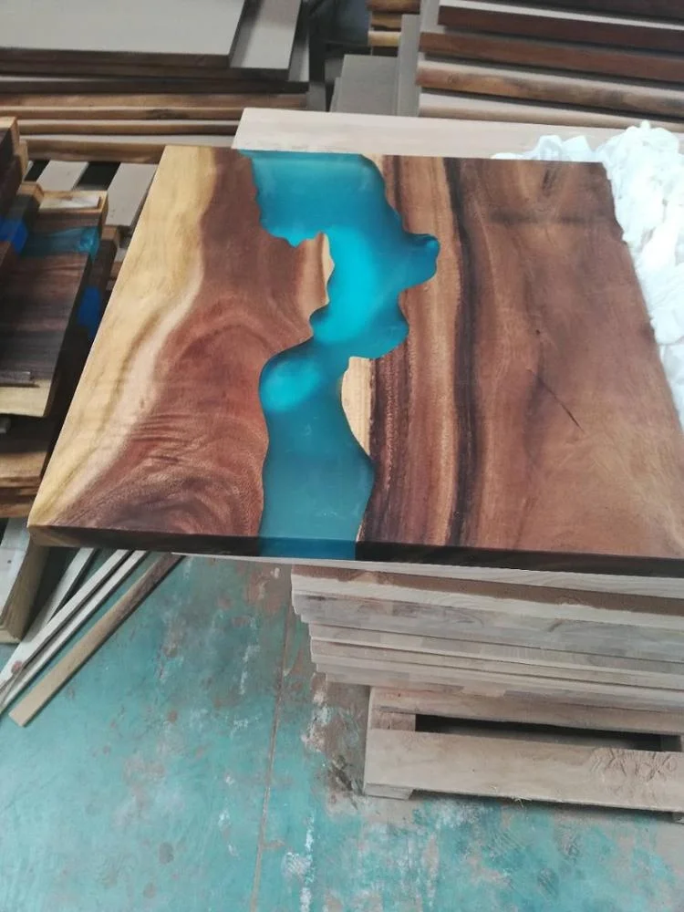 Solid wood top slab table