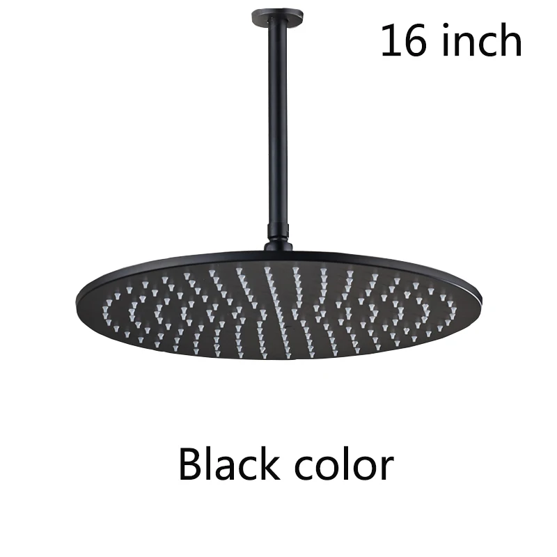 Wholesale and Retail Ceiling Mounted  16 inches Large Rain  black round  Shower  Head  Brass Shower Head  Faucet Accessory