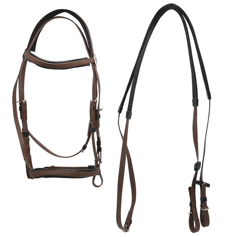 English Western Style Bridle with Durable Nylon Reins Rubber Grip for Eventing Endurance Racing Horse Halters