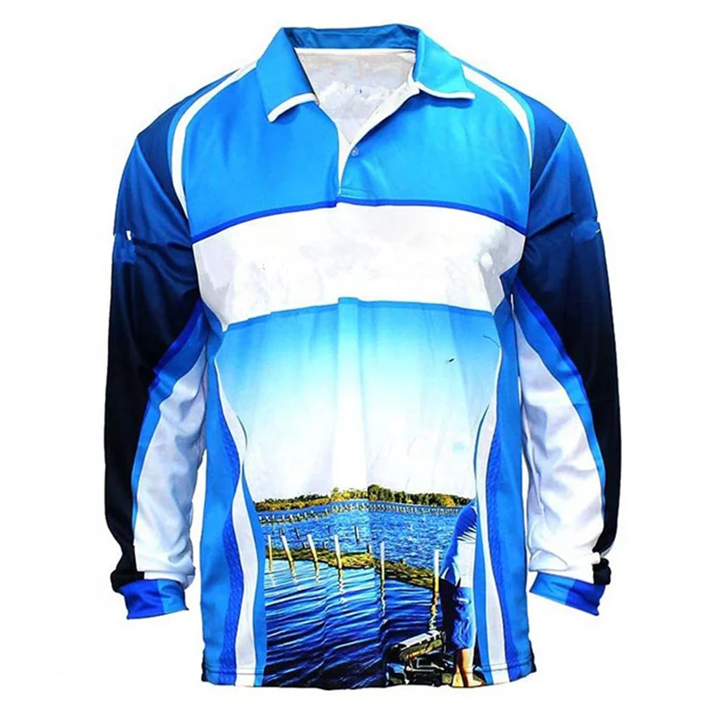 Full 3D Custom Print Fishing Clothing Shirts 100 Polyester Tournament Fishing Jerseys