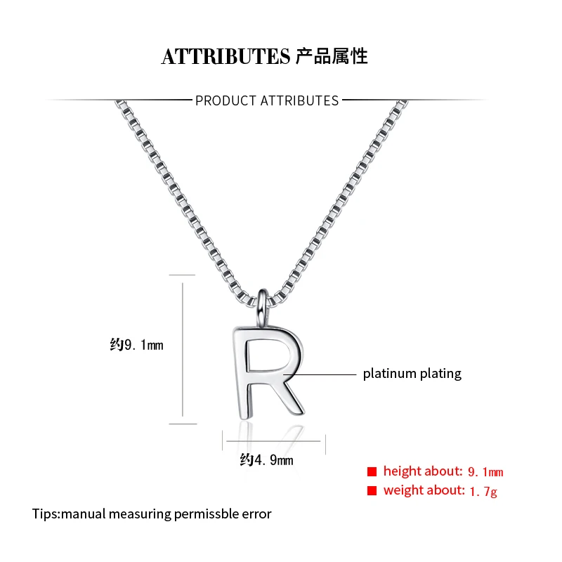 ZHILIAN Women 925 Sterling Silver Chain R Letter initial Necklace Alphabet Pendant For Women