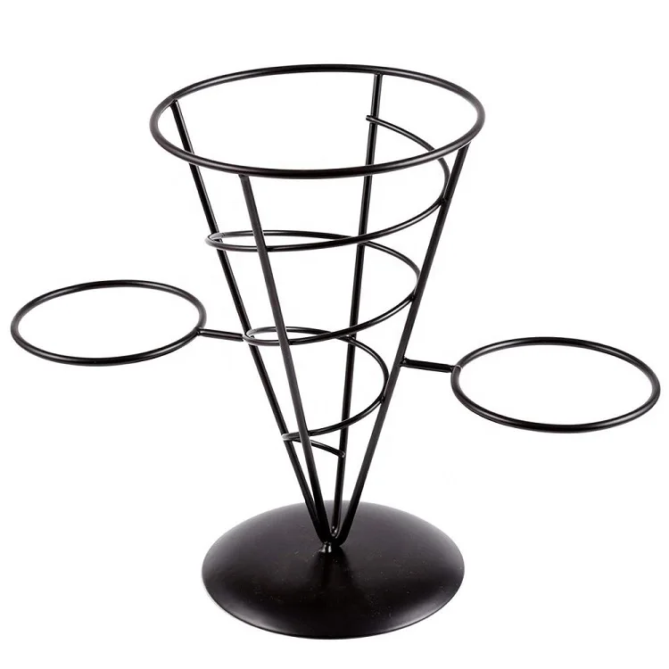 Black Iron Ice Cream Cone Holder Stand  Display Snow Cones Sushi Hand Rolls Popcorn Candy French Fries Sweets Savory