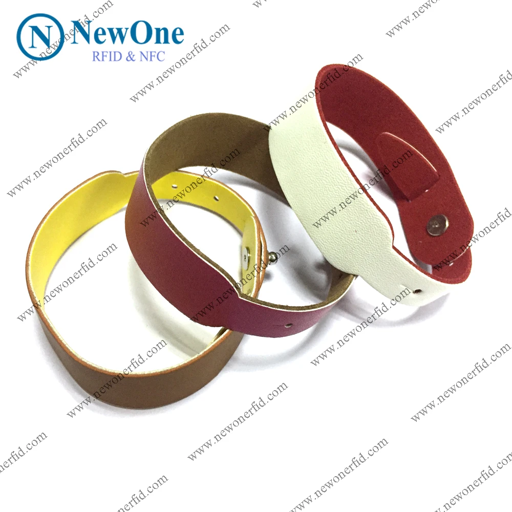 Custom NFC 13.56mhz rfid leather wristband, leather nfc bracelet