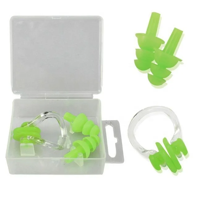 Free Shipping Best quality Reusable Silicone Swimming Earplugs Nose Clip Soft and Flexible Ear Plugs for Swimming