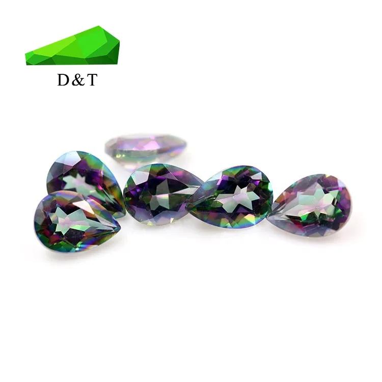 wholesale natural stone  mystic white topaz  pear cut loose gemstone for jewelry