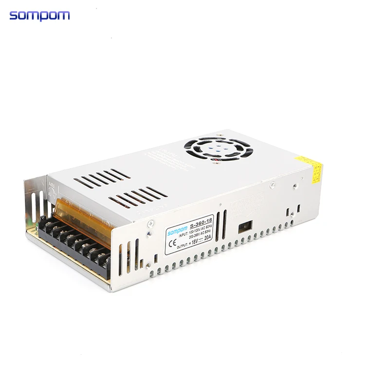 Sompom ac 240 В 20a 360 Вт amp dc 18 в SMPS режим импульсный источник питания с охлаждающим вентилятором