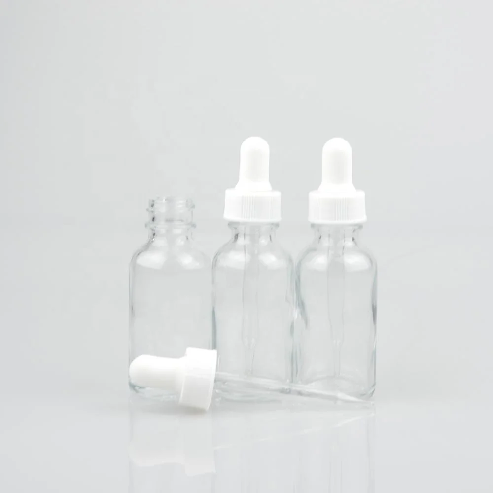 1 oz 30 ml clear glass boston bottle essential oil bottle with 20mm dropper cap