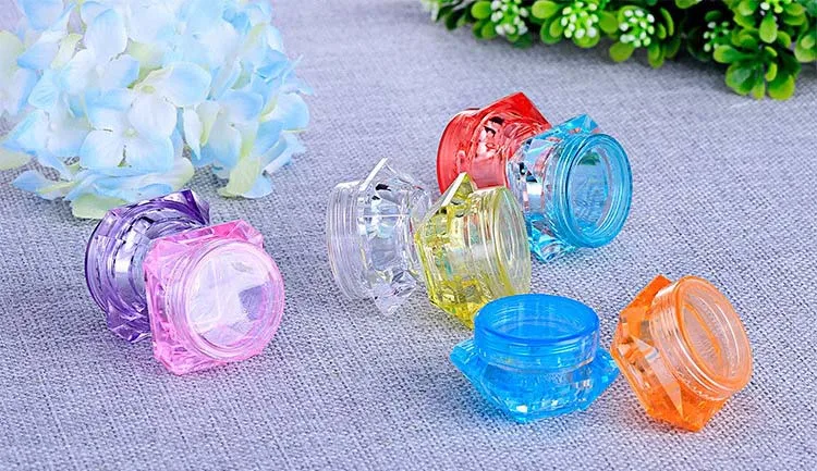 Small Cosmic Container Diamond Shape Crystal Cosmetic Jar 3ml 5ml 3g 5g