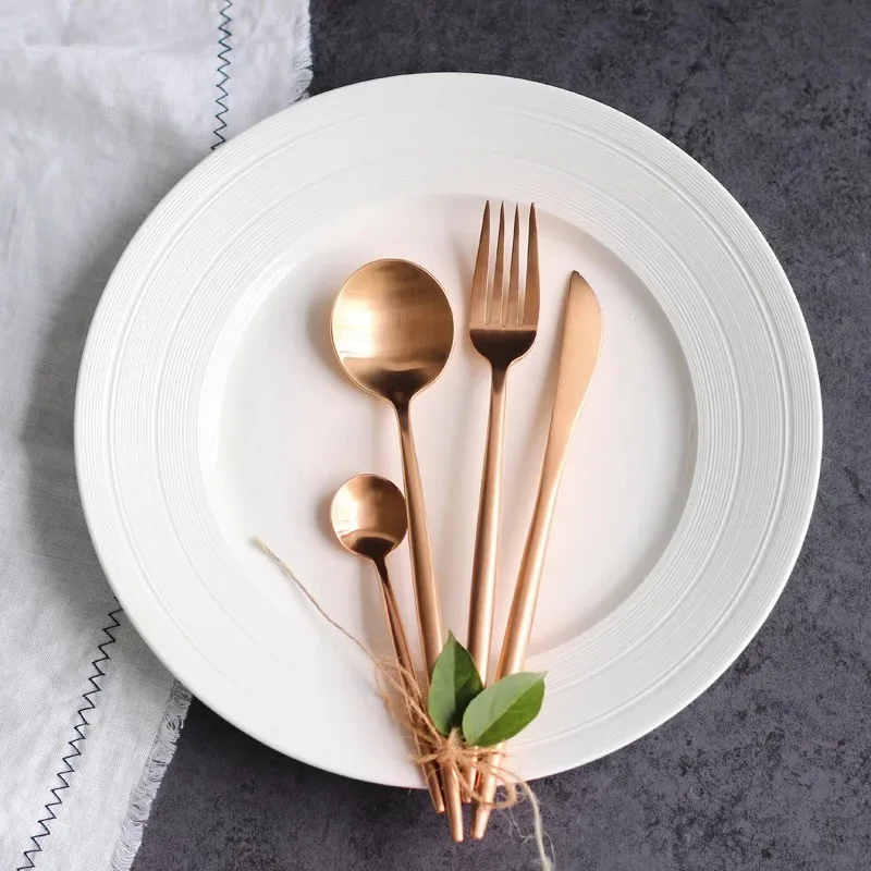 Dishwasher safe rose gold royal fashion cutlery