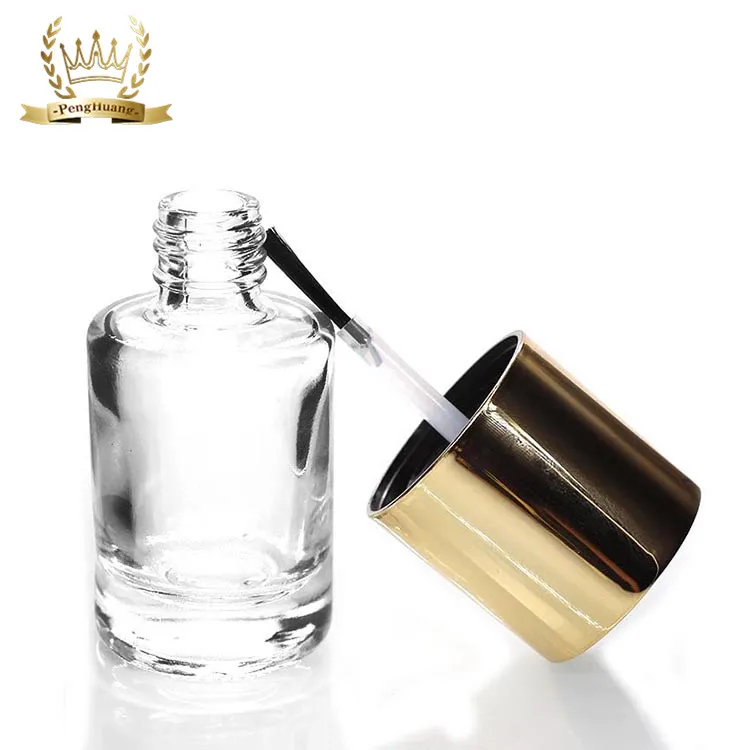 14ml Custom Empty Clear Unique Nail Polish Bottle with Gold Screw Cap Personal Care Glass Bottles Suppliers and Manufacturers