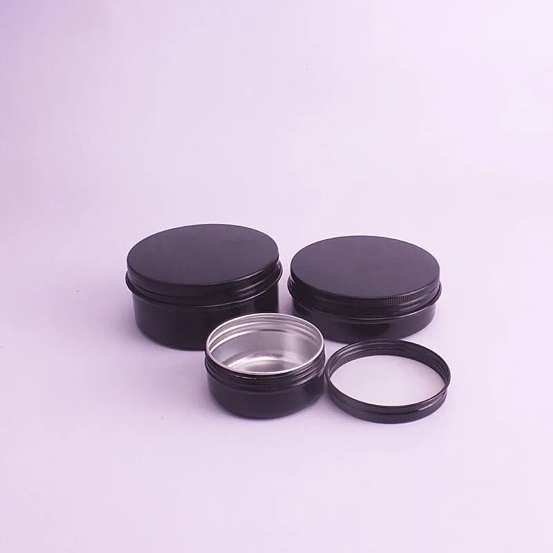 
50ml 100ml 150ml black aluminum beard care hair wax medicine balm jar can print logo 