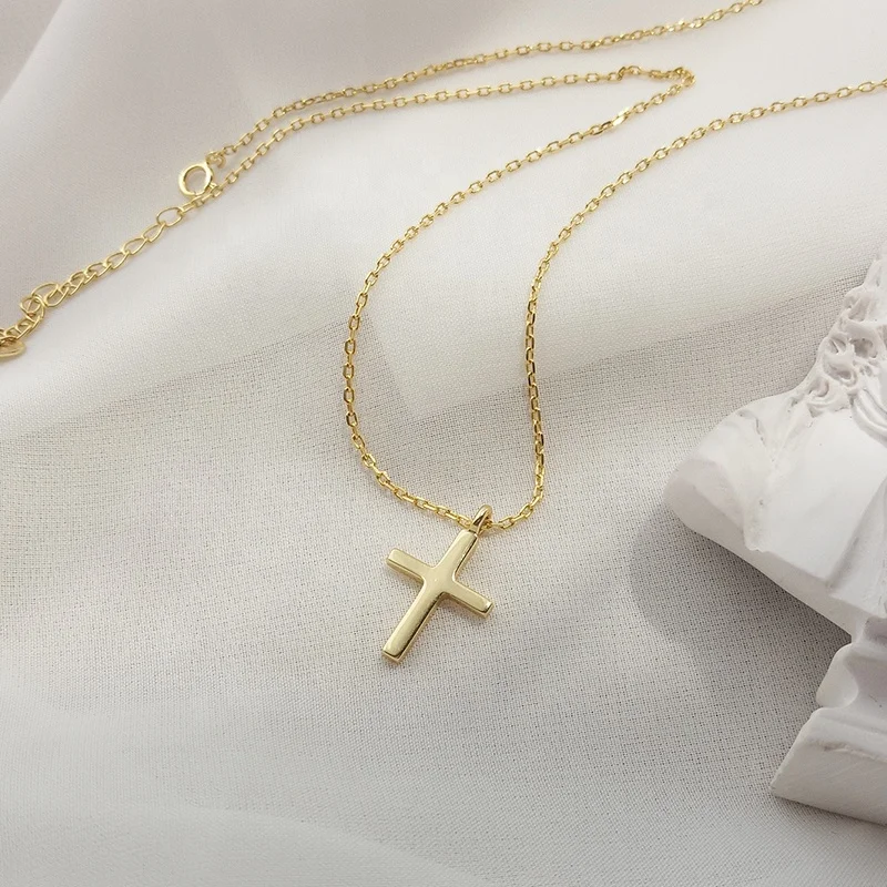 A1022 Minimalist Religious Jewellery 925 Sterling Silver Cross Pendant Necklace